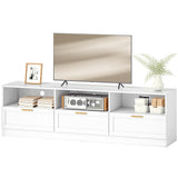 TV Stand with Storage, Modern Entertainment Center with 3 Cabinets and 3 Open Shelves, for TVs up to 85