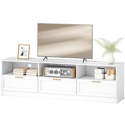 TV Stand with Storage, Modern Entertainment Center with 3 Cabinets and 3 Open Shelves, for TVs up to 85