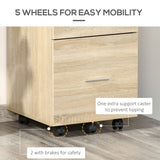 Mobile Filing Cabinet, Vertical File Cabinet with 2 Drawers, Wheels, for Letter or A4 File