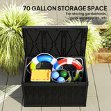 70 Gallon Deck Box, Resin Outdoor Storage Box with Handles