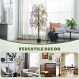 5.9FT Fake Wisteria Tree with Natural Wood Trunk, Greenery Tall Faux Floor Plant