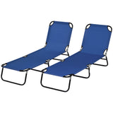 Set of 2 Folding Outdoor Lounge Chair, Sun Tanning Chairs with Reclining Back, Breathable Mesh for Beach Patio