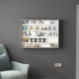 7-Tier Display Cabinet, Shot Glass Display Case, Glass Curio Cabinet with 2 Glass Doors and 6 Adjustable Shelves