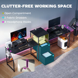 96 Inch Gaming Desk, Dual Computer Desk for 2 Person with Power Outlets and Monitor Stands