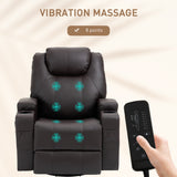 Fauteuil inclinable de massage, fauteuil à bascule pivotant pour chambre de bébé, canapé inclinable manuel avec 8 points de vibration, cuir PU