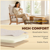 Modern Accent Chair, Linen Armchair with Lumbar Pillow, High Back, Wide Seat, Solid Wood Frame