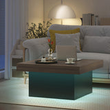 Square Coffee Table with 16-Colour LED Lights, 35-inch Modern Center Table for Living Room