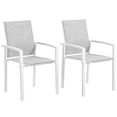 Set of 2 Outdoor Garden Chairs, Stackable Patio Dining Chairs with Breathable Fabric