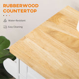 Kitchen Island with Storage, Rolling Cart Trolley with Rubberwood Top, Adjustable Shelf, Drawer