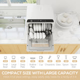Countertop Dishwasher with Built-in 6L Water Tank, 5 Wash Programs