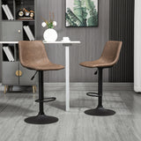 Adjustable Counter Height Bar Stools Set of 2, 360° Swivel Kitchen Counter Stools Dining Chairs with Backs, Vintage Leather