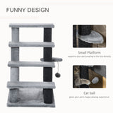 Cat Stairs for Bed, Couch 4 Steps, Small Cat Tree for Indoor Cats with Scratching Posts Toy Ball, 23.5