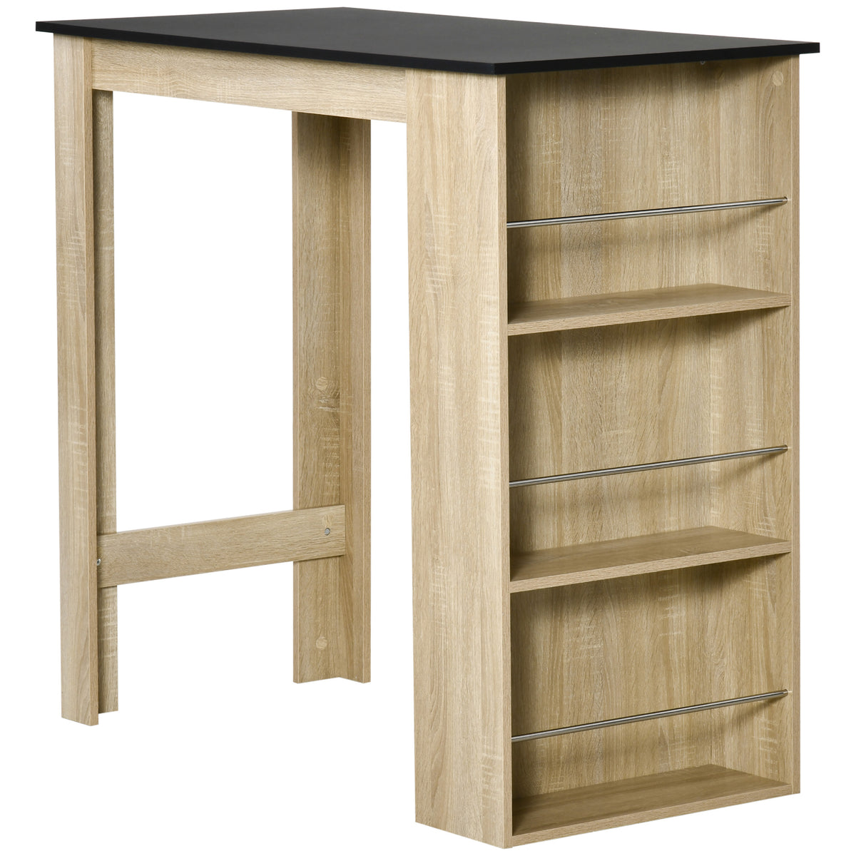 Bar Table Counter Height Dining Table with 3 Storage Shelves for Kitchen
