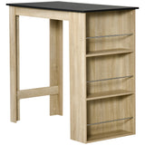 Bar Table Counter Height Dining Table with 3 Storage Shelves for Kitchen
