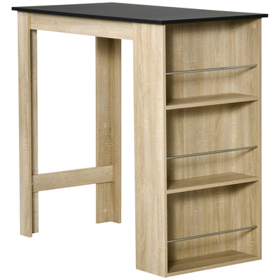Bar Table Counter Height Dining Table with 3 Storage Shelves for Kitchen