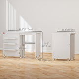 Armoire à machine à coudre, table de couture pliante avec étagère de rangement, bacs et roues verrouillables pour petit espace