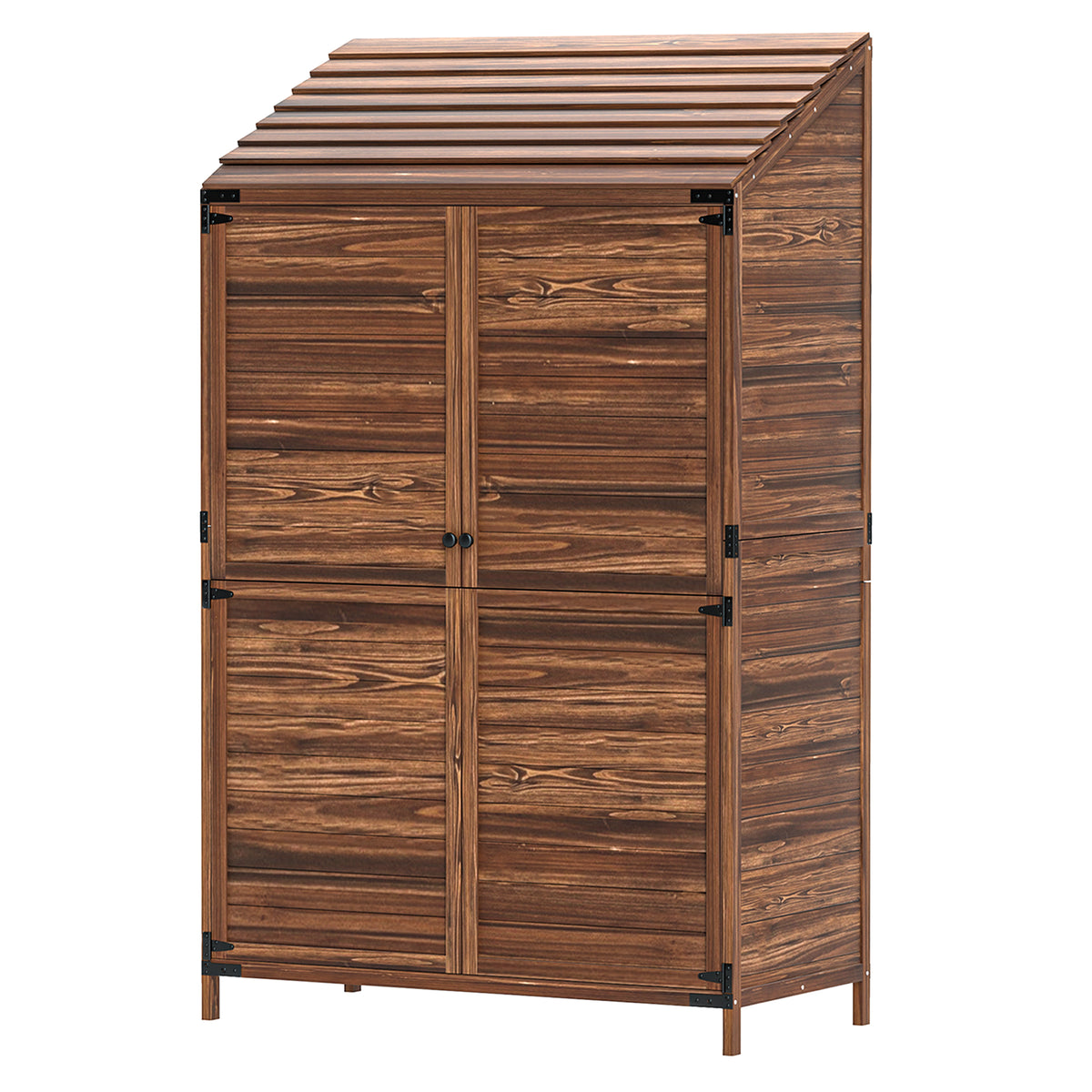 Outdoor Storage Cabinet, Wooden Garden Storage Shed with Double Doors and Shelves for Garden Porch Deck