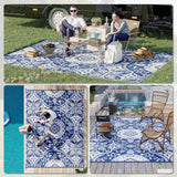 Portable Outdoor Rug with Carry Bag, 9' x 12' Reversible Mat