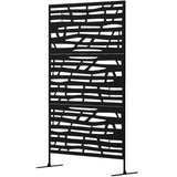 Decorative Outdoor Privacy Panel with Stand, Freestanding Metal Outdoor Divider for Garden