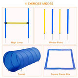 Dog Agility Starter Kit Pet Outdoor Exercise Training Set Tunnel 4 Weave Poles High Jumper