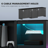 TV Stand with LED Lights, Modern Entertainment Center with Adjustable Glass Shelves, for TVs up to 70 Inch