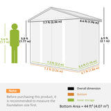 7.7' x 6.5' Outdoor Metal Garden Shed House Hut Gardening Tool Storage with Ventilation