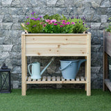 Jardinière surélevée avec tablette de rangement pour fleurs, 36