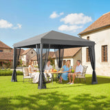 10' x 10' Pop Up Canopy Tent Gazebo, Foldable Canopy Tent with Zipper Mesh Sidewalls