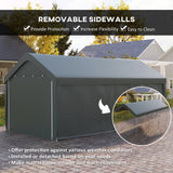 Carport, 10 x 20 ft Portable Garage with 2 Roll-Up Doors and Removable Sidewalls for Car