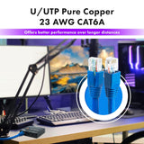 J-Tech Digital Cat 6A Ethernet Cable 100Ft High Speed U/UTP Pure Coppe