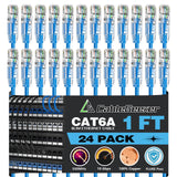 Câble Patch Ethernet Cat6A CableGeeker 0,3m - Lot de 24 Bleu, Haute Vitesse 10Gp
