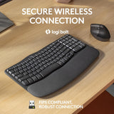 Logitech Wave Keys for Business, clavier ergonomique sans fil avec repose-poignets