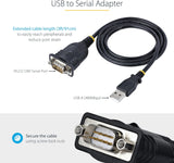 StarTech.com 3ft (1m) USB to Serial Cable, DB9 Male RS232 to USB Conve