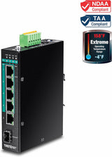 Commutateur TRENDnet PoE+ Gigabit industriel durci 5 ports sur rail DIN, 120W