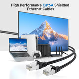 Câble Ethernet CAT6a rose de 25 pieds, RJ45 sans accroc, 10G, PoE 100W, S/FTP, LSZH, cuivre nu 27AWG, 500MHz, cordon de raccordement réseau blindé