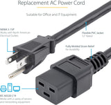 StarTech.com 6ft (1.8m) Heavy Duty Power Cord, NEMA 5-15P To C19 AC Po