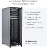 StarTech.com 42U 4-Post Server Rack Enclosure - 2000LB Capacity