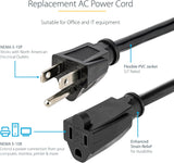 StarTech.com 15ft (4.5m) Heavy Duty Extension Cord, NEMA 5-15P to NEMA