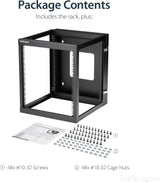 StarTech.com 12U 22-Inch Hinged Open Frame Rack Cabinet Wallmount Serv