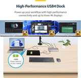 Station d'accueil USB4 StarTech, double moniteur sans pilote pour Macos/Windows, un écran 8K 60HZ ou deux écrans 4K 144HZ, charge d'ordinateur portable 100W, 2.5GBE, universel