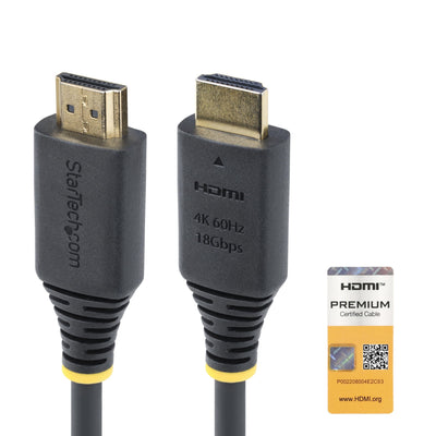 StarTech 5FT (1.5M) Premium Certified HIGH Speed HDMI Cable, 4K 60HZ/1440P 144HZ with HDR10/ARC, 18GBPS, HIGH-FLEX HDMI 2.0 Cord for Monitor/TV, TPE