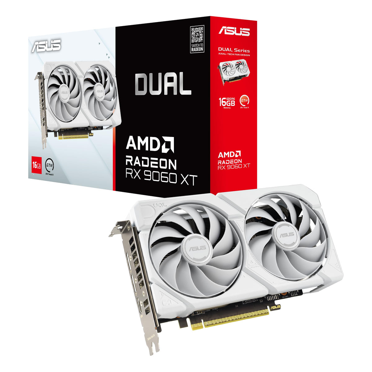 ASUS Dual Radeon™ RX 9060 XT 16GB GDDR6 White Edition (PCIe 5.0, 16gB
