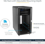 StarTech 18U Enterprise-Grade Server Rack Cabinet, 19in Enclosed 4-Pos