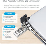 StarTech.com 10-Pack Dual-Access Laptop Lock, 6.6ft (2m) Keyed Alike a