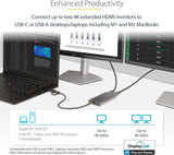 StarTech.com USB-C to Dual-HDMI Adapter, USB-C/A to 2X HDMI, 4K 60Hz
