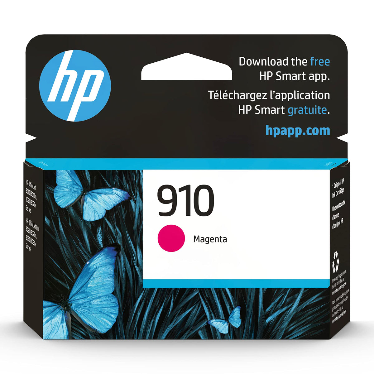 Original HP 910 Magenta Ink Cartridge, Works with HP OfficeJet 8010