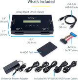 StarTech.com 4 Bay SSD/HDD Hard Drive Eraser - 2.5