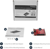 StarTech M.2 to SATA Adapter for M.2 SATA SSDs, Dual Slot M2 Drive Hos