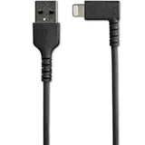 StarTech.com 6ft (2m) Durable USB A to Lightning Cable - Black 90° Rig