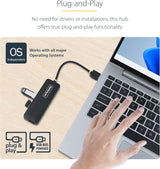 StarTech.com Hub USB-A 4 ports, transfert de données USB 3.0 (5 Gbit/s), alimentation par bus